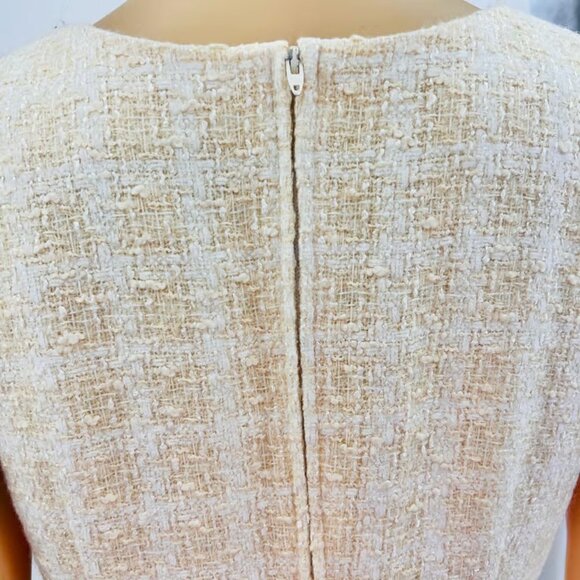 American VINTAGE 90s Impasse US 12 Womens Yellow Tweed Wool Sheath Mini Dress - Picture 3 of 5